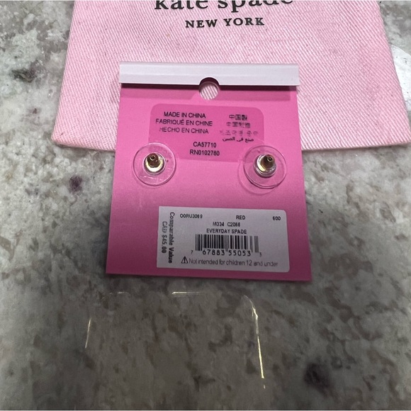 KATE SPADE SPADE EARRINGS IN RED- NEW NEVER WORN - Picture 5 of 5